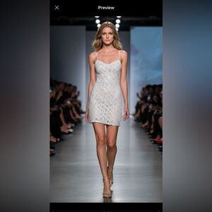 NOOKIE eclipse white mini strappy sequin dress large us 10